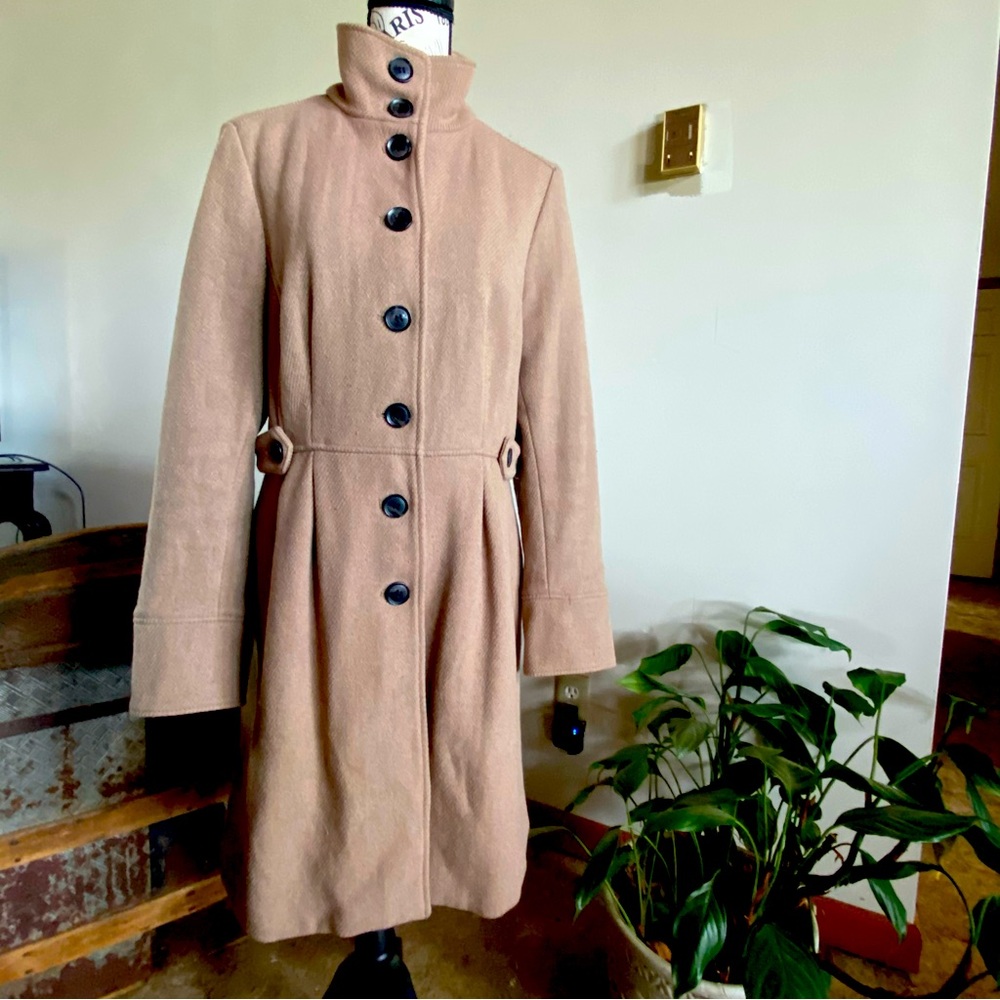 Woman’s Wool Winter Coat Long Size Medium Fitted MNG